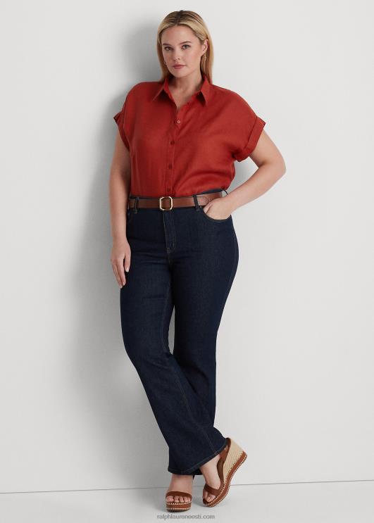 Ralph Lauren naised linane dolmanvarrukatega särk PR0V4500 punane päikesekivi