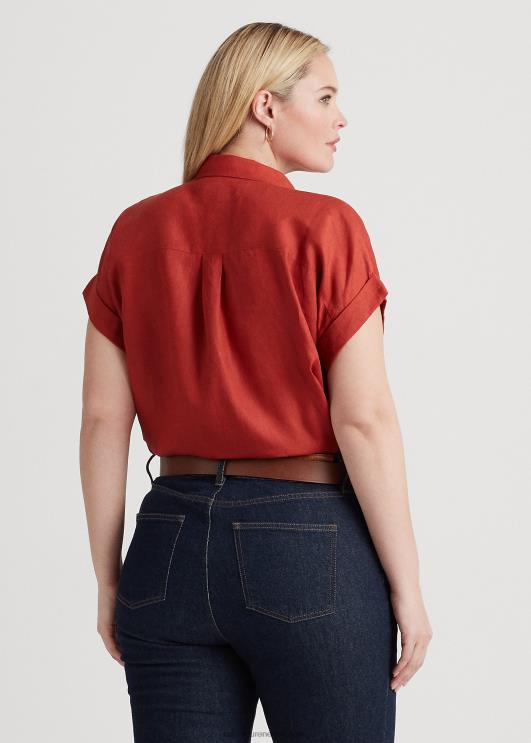 Ralph Lauren naised linane dolmanvarrukatega särk PR0V4500 punane päikesekivi