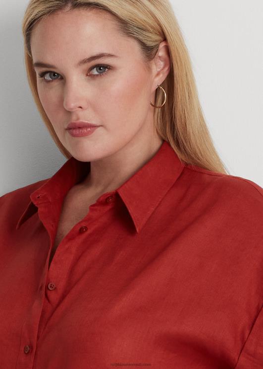 Ralph Lauren naised linane dolmanvarrukatega särk PR0V4500 punane päikesekivi