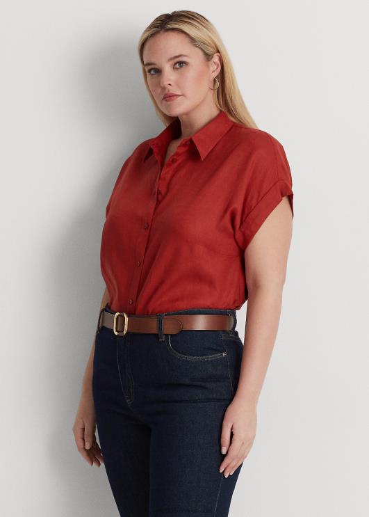 Ralph Lauren naised linane dolmanvarrukatega särk PR0V4500 punane päikesekivi