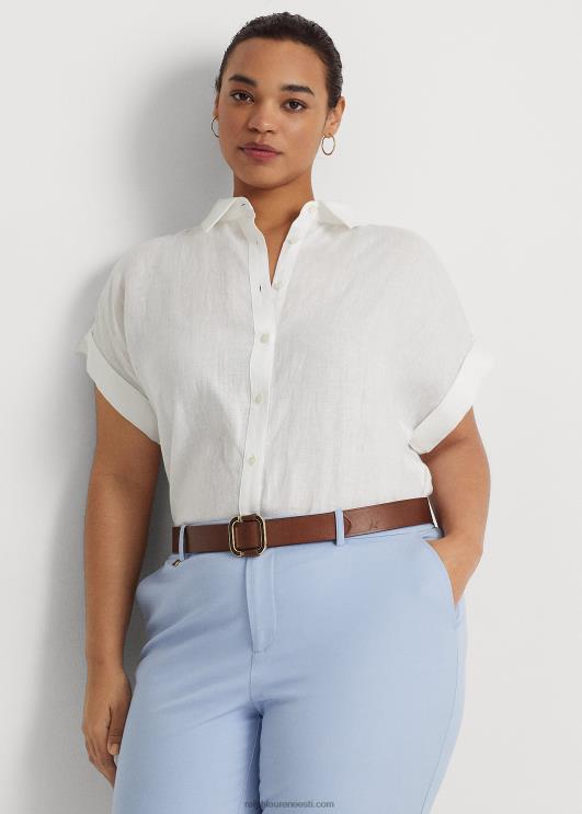 Ralph Lauren naised linane dolmanvarrukatega särk PR0V9480 valge