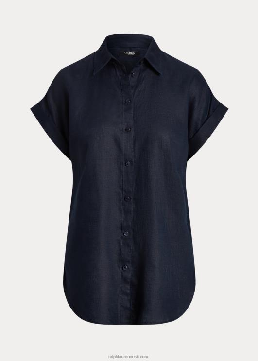 Ralph Lauren naised linane lühikeste varrukatega särk PR0V4286 merevägi