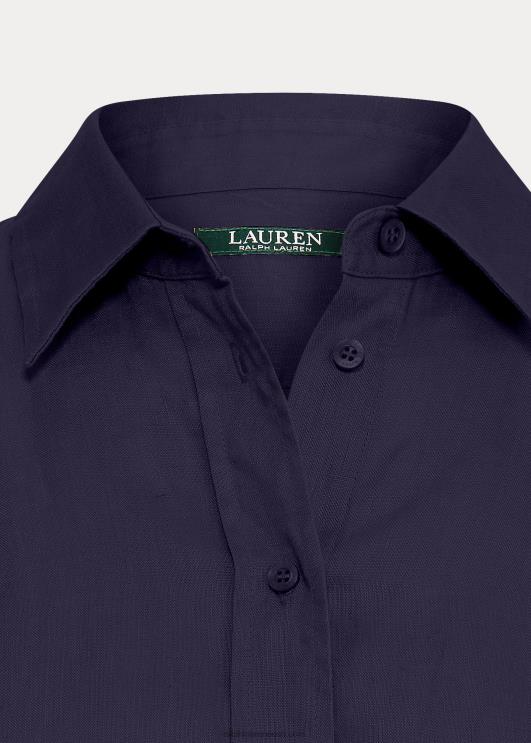Ralph Lauren naised linane rullis tab-varrukatega särk PR0V4383 merevägi