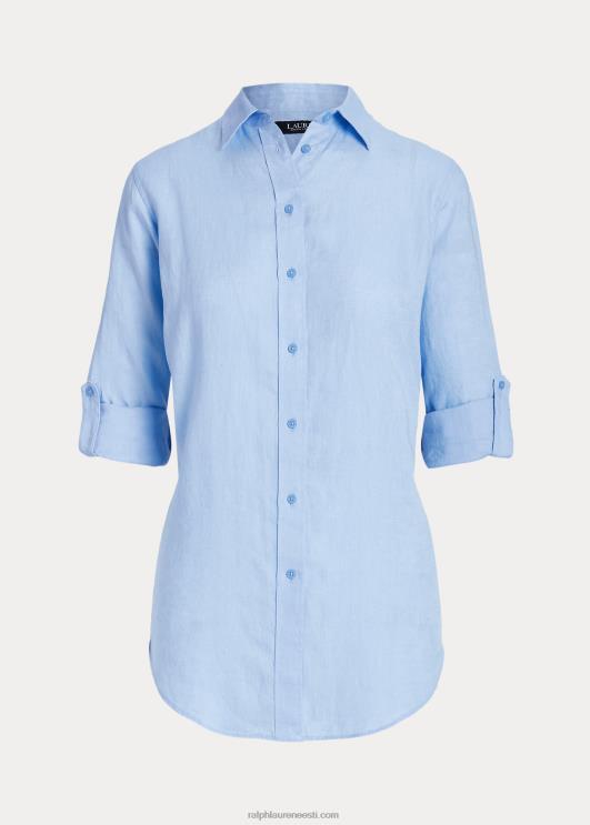 Ralph Lauren naised linane rullis tab-varrukatega särk PR0V4384 kiviklibu sinine