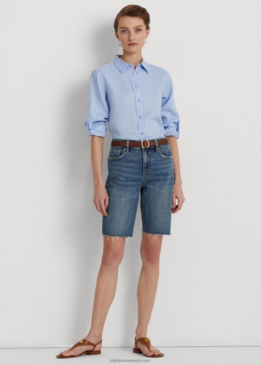 Ralph Lauren naised linane rullis tab-varrukatega särk PR0V4384 kiviklibu sinine