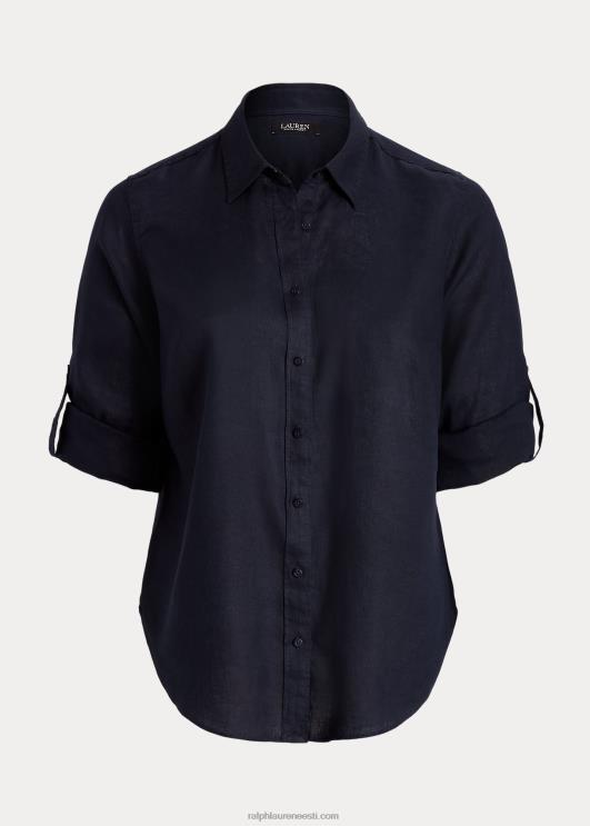 Ralph Lauren naised linane rullis tab-varrukatega särk PR0V4643