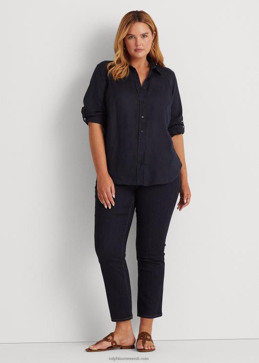 Ralph Lauren naised linane rullis tab-varrukatega särk PR0V4643