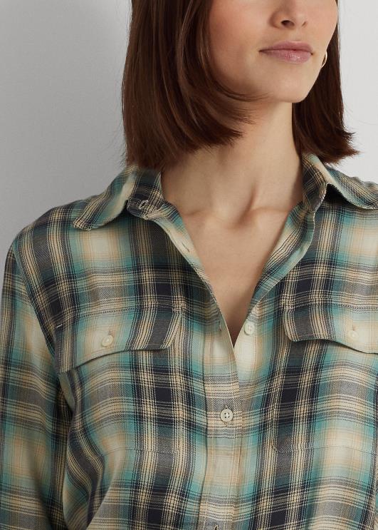 Ralph Lauren naised ülisuur ruuduline toimne särk PR0V9523 sinine/roheline multi