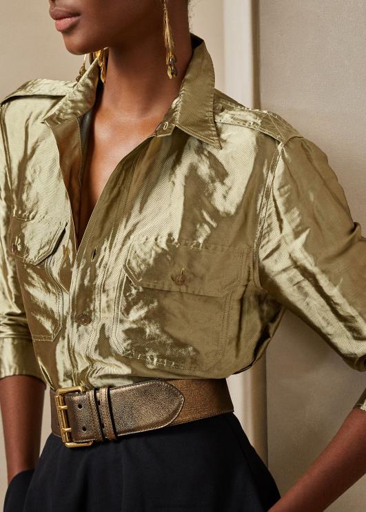 Ralph Lauren naised metallist organza tarbesärk PR0V3604 plaatina