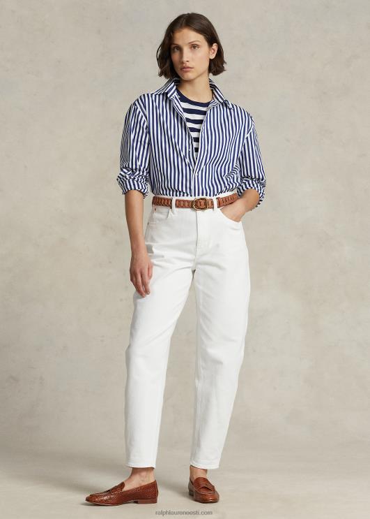 Ralph Lauren naised nööbitav triibuline stret-puuvillane särk PR0V9164 1323 sügis kuninglik/valge