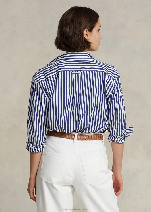 Ralph Lauren naised nööbitav triibuline stret-puuvillane särk PR0V9164 1323 sügis kuninglik/valge