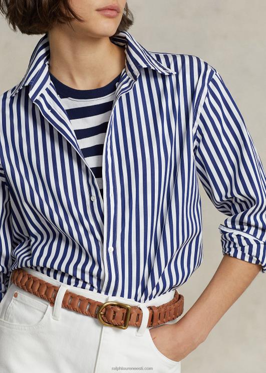 Ralph Lauren naised nööbitav triibuline stret-puuvillane särk PR0V9164 1323 sügis kuninglik/valge