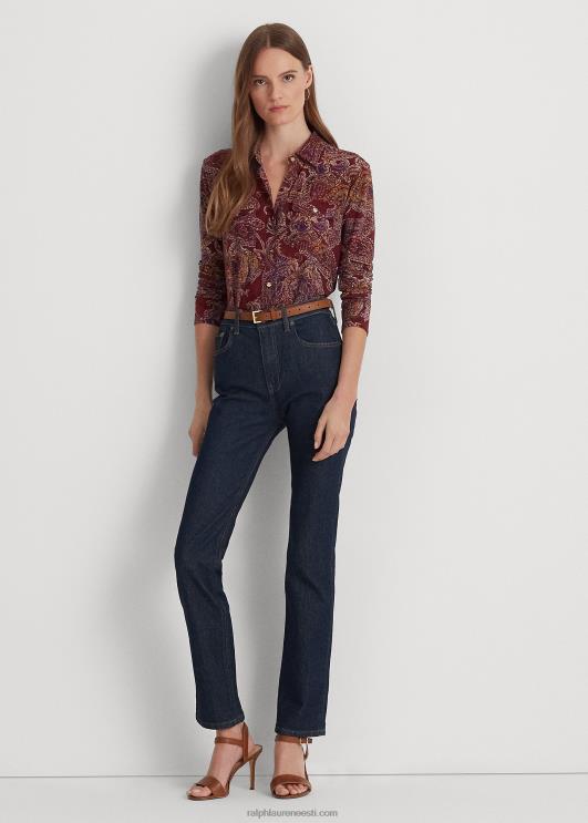 Ralph Lauren naised paisley stretch jersey särk PR0V4281 Burgundia multi