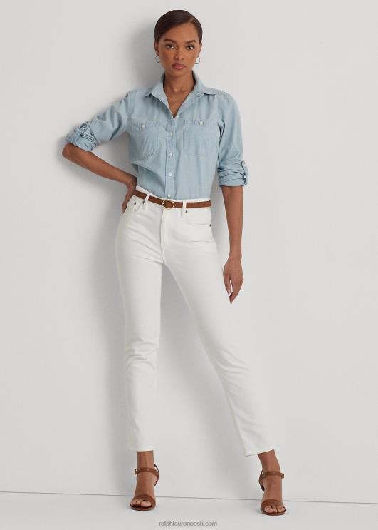 Ralph Lauren naised puuvillane chambray roll tab-varrukatega särk PR0V4226 chambray pesu