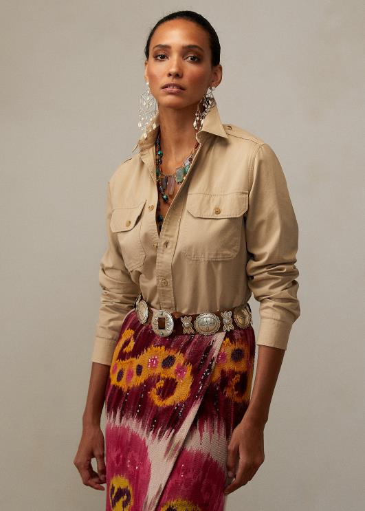 Ralph Lauren naised puuvillane toimse tarbesärk PR0V9335 tan