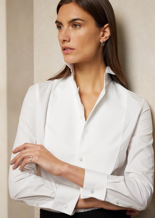 Ralph Lauren naised puuvillasest lairiidest smokingusärk PR0V3445 valge