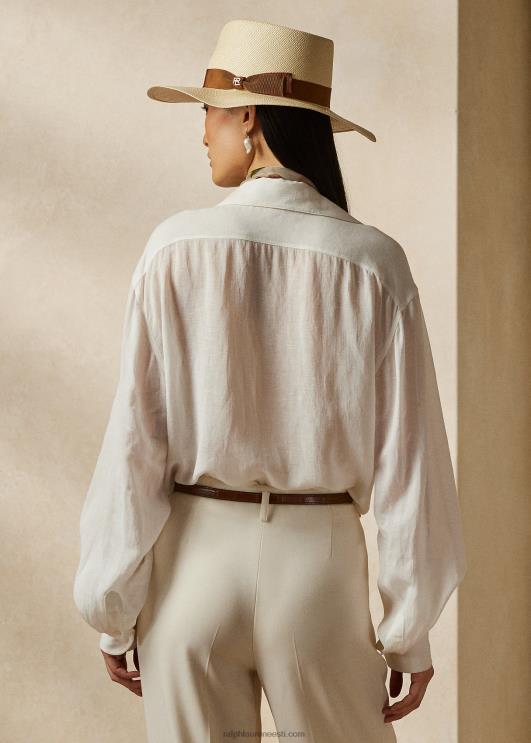 Ralph Lauren naised roslin linane voile särk PR0V3551 valkjas