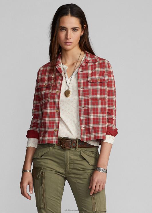 Ralph Lauren naised ruudulise mustriga trikoo laagrisärk PR0V3649 punane multi