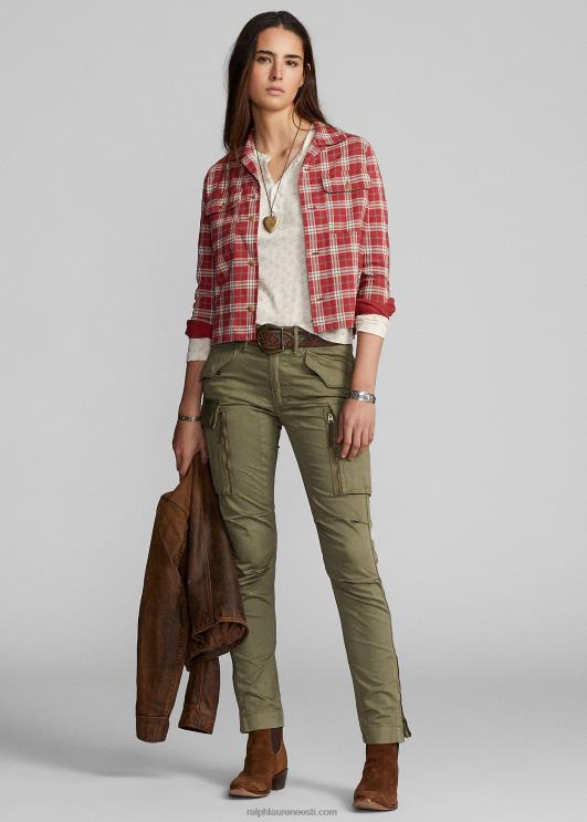 Ralph Lauren naised ruudulise mustriga trikoo laagrisärk PR0V3649 punane multi