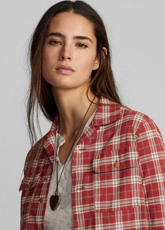 Ralph Lauren naised ruudulise mustriga trikoo laagrisärk PR0V3649 punane multi