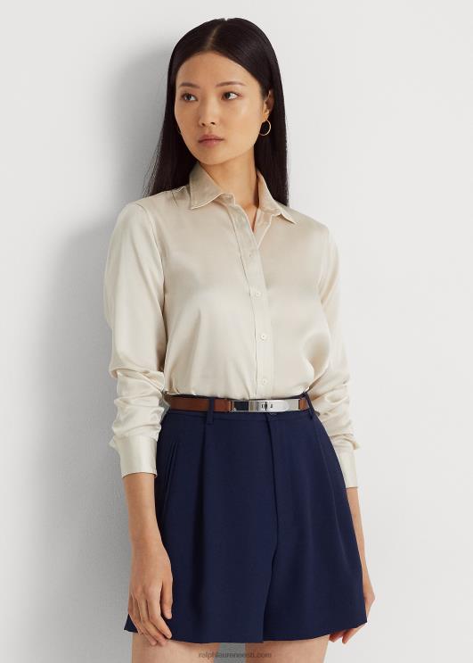 Ralph Lauren naised satiinist charmeuse särk PR0V3980 mascarpone kreem