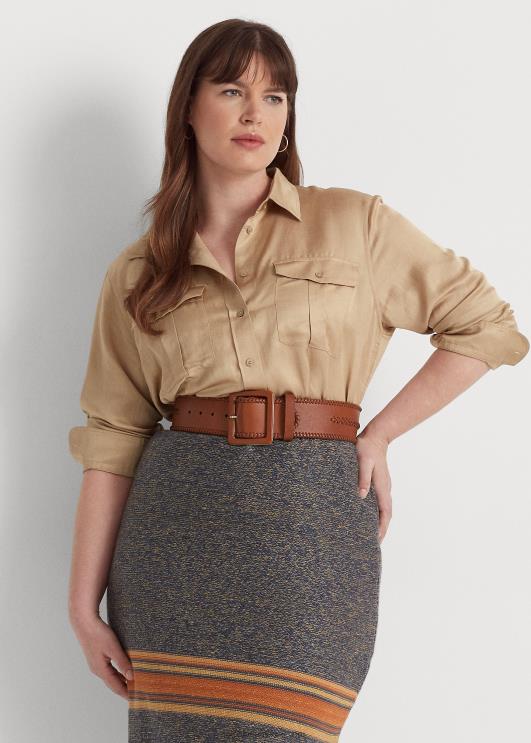 Ralph Lauren naised satiinist shantungsärk PR0V4511 kasepruun