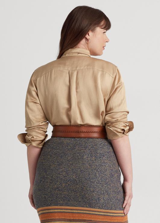 Ralph Lauren naised satiinist shantungsärk PR0V4511 kasepruun