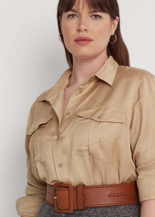 Ralph Lauren naised satiinist shantungsärk PR0V4511 kasepruun