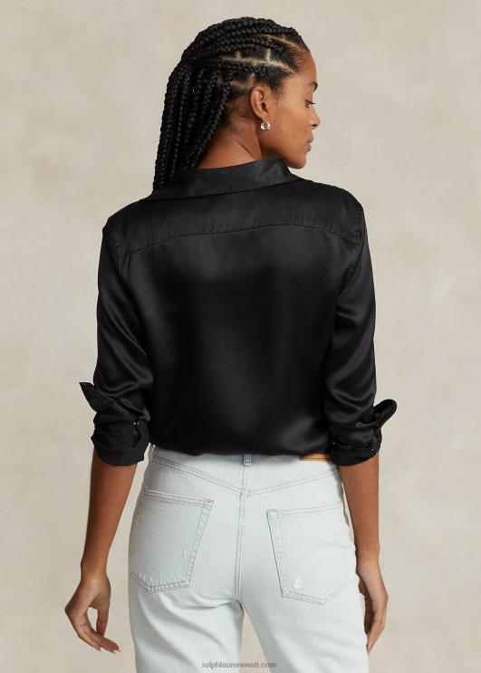 Ralph Lauren naised siidist charmeuse särk PR0V3282 must