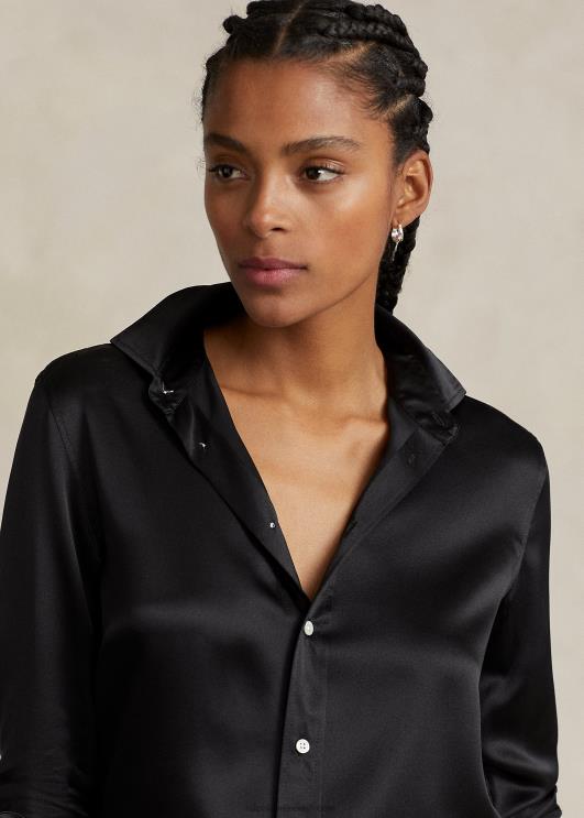 Ralph Lauren naised siidist charmeuse särk PR0V3282 must