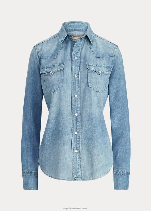 Ralph Lauren naised sirge istmega lääne teksariidest särk PR0V3277 kerge indigo