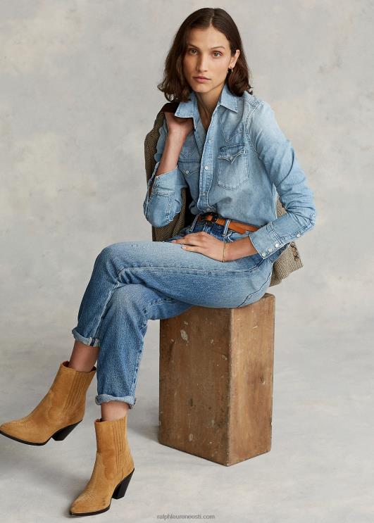 Ralph Lauren naised sirge istmega lääne teksariidest särk PR0V3277 kerge indigo