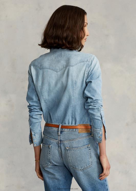 Ralph Lauren naised sirge istmega lääne teksariidest särk PR0V3277 kerge indigo