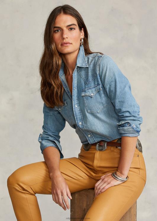 Ralph Lauren naised sirge istmega lääne teksariidest särk PR0V3277 kerge indigo