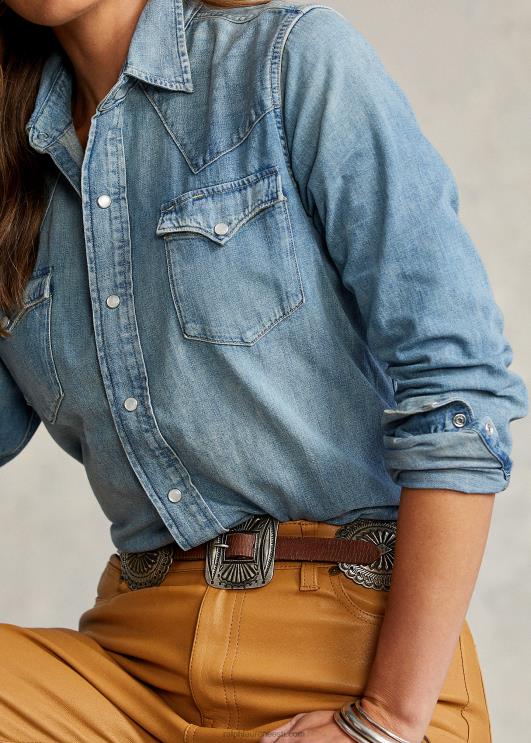 Ralph Lauren naised sirge istmega lääne teksariidest särk PR0V3277 kerge indigo