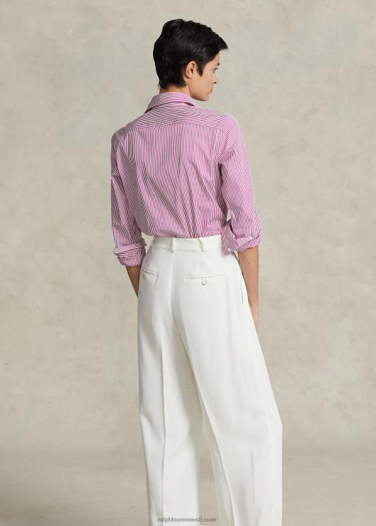 Ralph Lauren naised sirge istuvuse triibuline puuvillane särk PR0V3098 valge-erkroosa