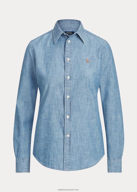 Ralph Lauren naised sirge lõikega puuvillane chambray särk PR0V4753 bsr indigo