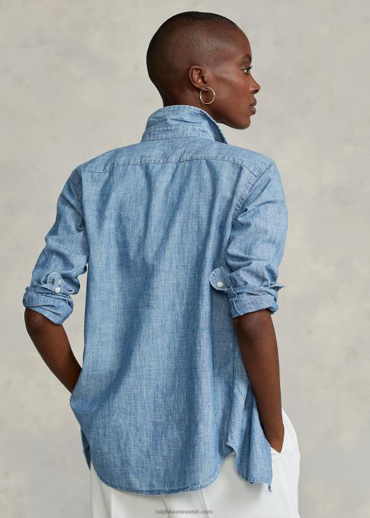 Ralph Lauren naised sirge lõikega puuvillane chambray särk PR0V4753 bsr indigo