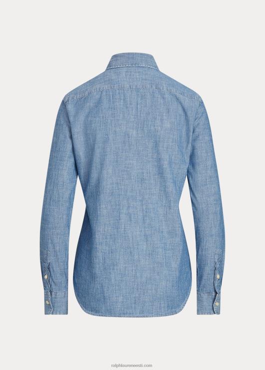 Ralph Lauren naised sirge lõikega puuvillane chambray särk PR0V4753 bsr indigo