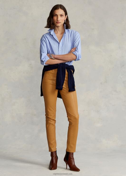 Ralph Lauren naised sirge lõikega puuvillasest popliinist särk PR0V3280 klassikaline keskmine sinine