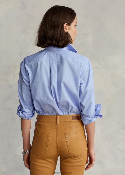 Ralph Lauren naised sirge lõikega puuvillasest popliinist särk PR0V3280 klassikaline keskmine sinine