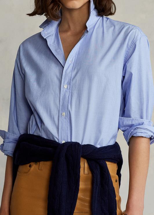 Ralph Lauren naised sirge lõikega puuvillasest popliinist särk PR0V3280 klassikaline keskmine sinine