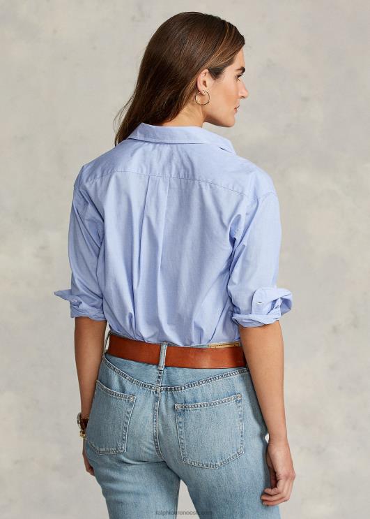 Ralph Lauren naised sirge lõikega puuvillasest popliinist särk PR0V3280 klassikaline keskmine sinine