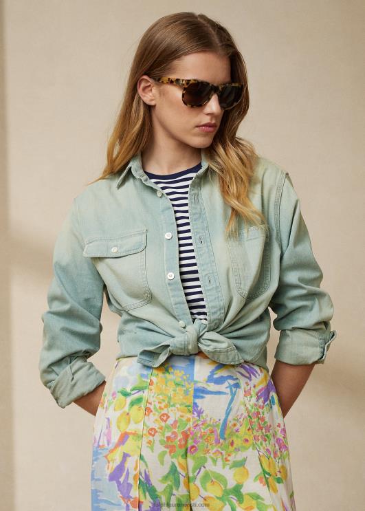 Ralph Lauren naised tamia puuvillane teksasärk PR0V9311 kerge indigo