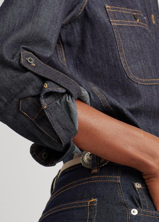 Ralph Lauren naised teksarulli tab-varrukatega särk PR0V4220 tume loputuspesu