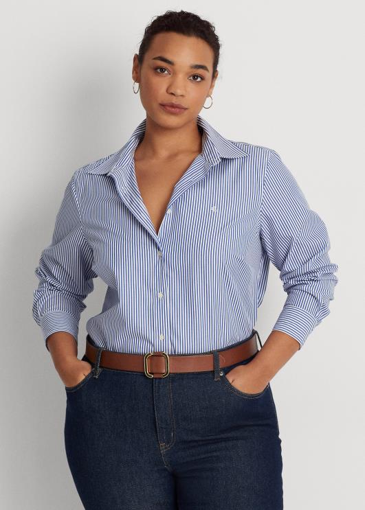 Ralph Lauren naised triibuline kergesti hooldatav puuvillane särk PR0V4725 sinine/valge