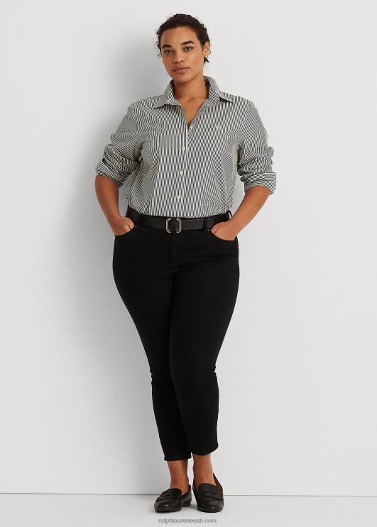 Ralph Lauren naised triibuline kergesti hooldatav puuvillane särk PR0V4726 must valge