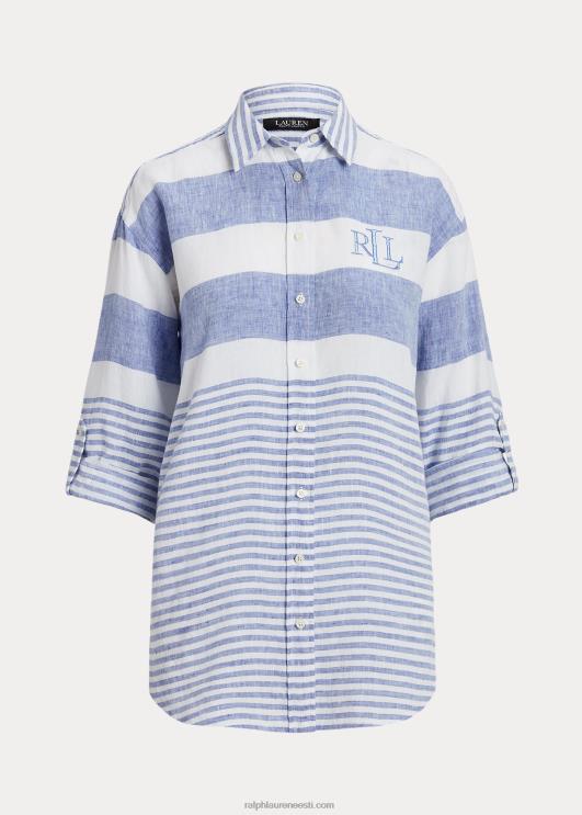 Ralph Lauren naised triibuline oversize linane särk PR0V3866 sinine saturn/valge