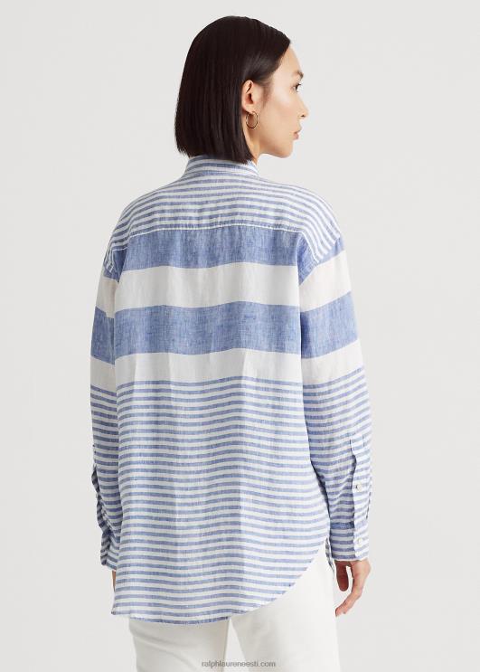 Ralph Lauren naised triibuline oversize linane särk PR0V3866 sinine saturn/valge