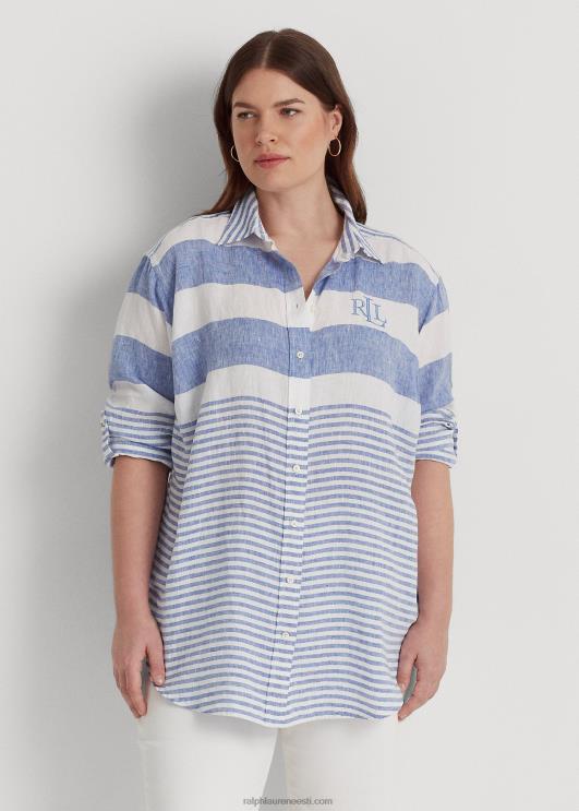 Ralph Lauren naised triibuline oversize linane särk PR0V4547 sinine saturn/valge